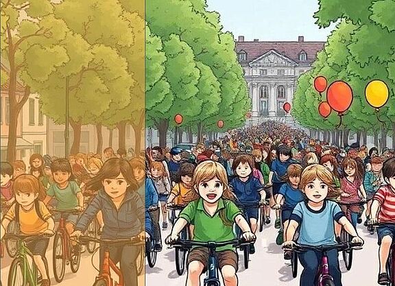 Fahrradtour von Kindern