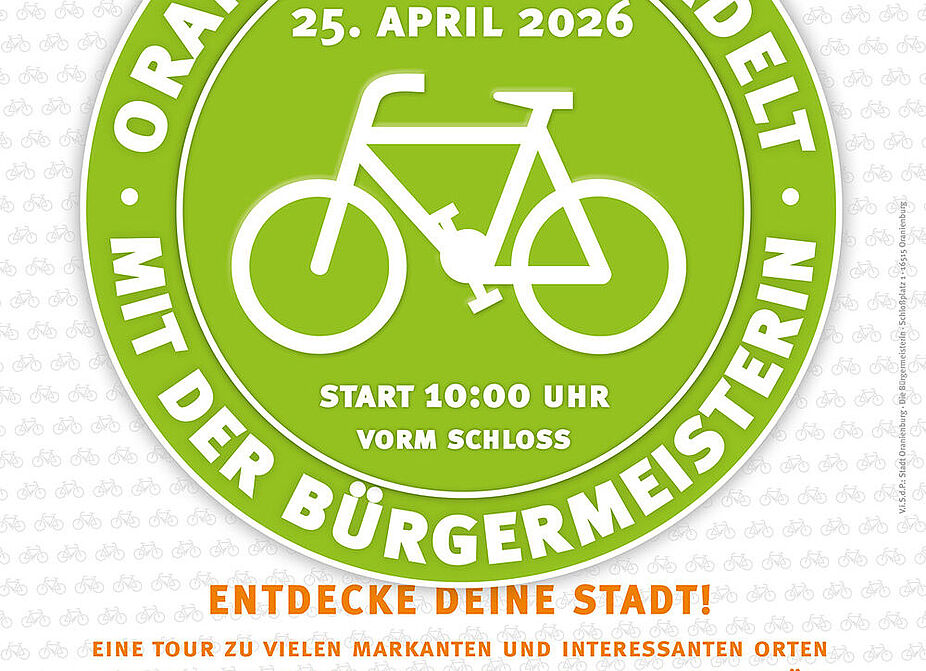 Radtour mit der Bürgermeisterin Plakat wo zur Radtour mit der Bürgermeisterin eingeladen wird